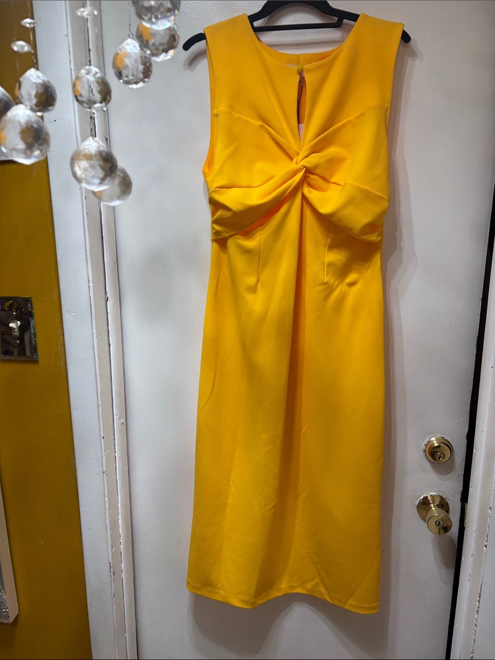 Gibson Bright Yellow Twist-Front Midi Dress